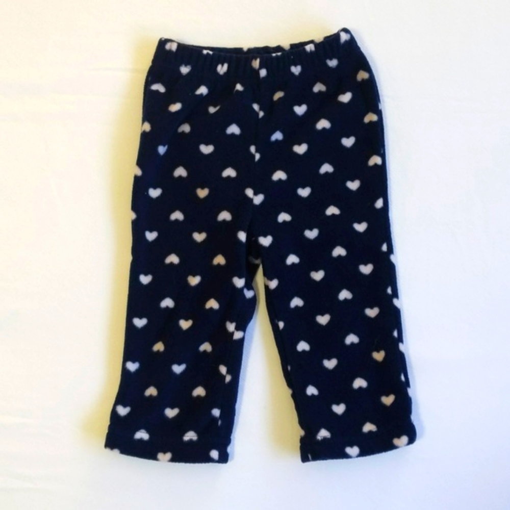 baby mode heart print navy fleece pants 12 months baby girl